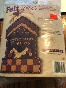 Vtg Dimensions Applique Feltworks Welcome Birdhouse Funky Folk Art 5" x 9" - Picture 1 of 2