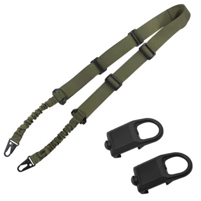 Tactical Adjustable 2 Points Rifle Shoulder Sling with 2 Picatinny Rail Mounts - Image 1 of 4