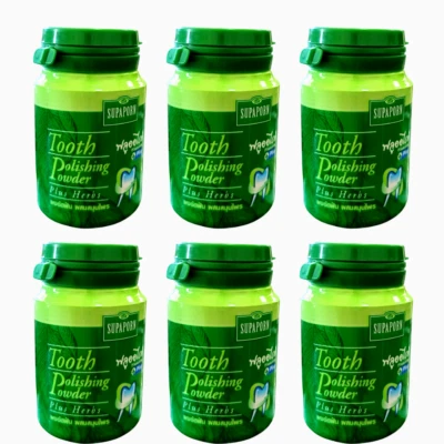Supaporn Thai herbal tooth polishing powder for good teeth, care for gums 90gx6 - Image 1 of 4