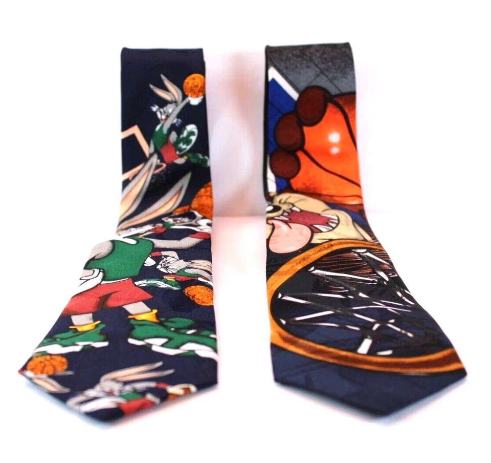 Lote De 2 Corbatas De Colección Looney Tunes Baloncesto y Personajes Mania 100% Poli 46x3 Foto 1 de 4