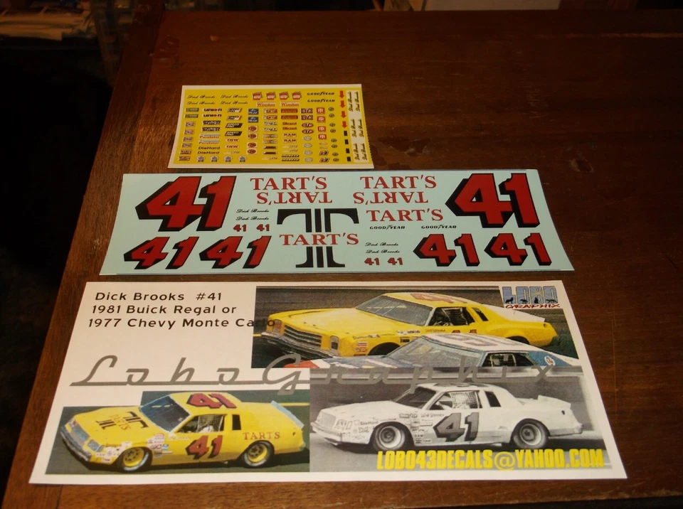 Decalcomanie Dick Brooks #41 1981/77 TARTS Buick o Chevy MC scala 1/24 LoboGraphix - Immagine 1 di 1