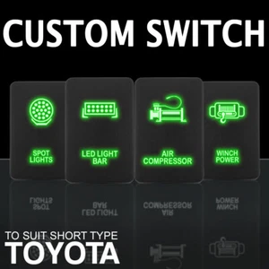 "INTERRUPTOR PERSONALIZADO - LED VERDE Interruptor de empuje corto estilo Toyota encendido/apagado (1,28"" x 0,87") - Imagen 1 de 6