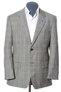 40R Classic-Fit Tasso Elba Gray Houndstooth Soft Italian Wool Sport Coat Blazer - Picture 1 of 10