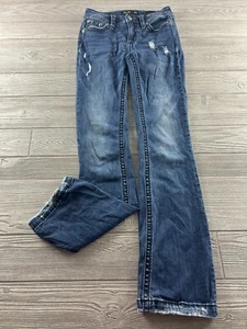 MISS ME Heaven Mid-Rise Bootcut Jeans Dark Wash Denim Women's Size 26 Long - Picture 1 of 11