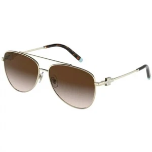 NWT TIFFANY Sunglasses TF 3080-60213B Pale Gold w/Brown Lens 59mm *NEW* - Picture 1 of 1