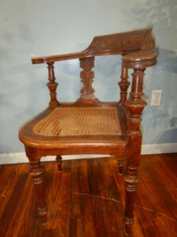 Carved Victorian Oak Corner Chair Cover