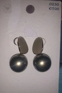 New M&S marks and spencer Skin Kind Earrings Silver Grey Faux BNWT - Picture 1 of 2