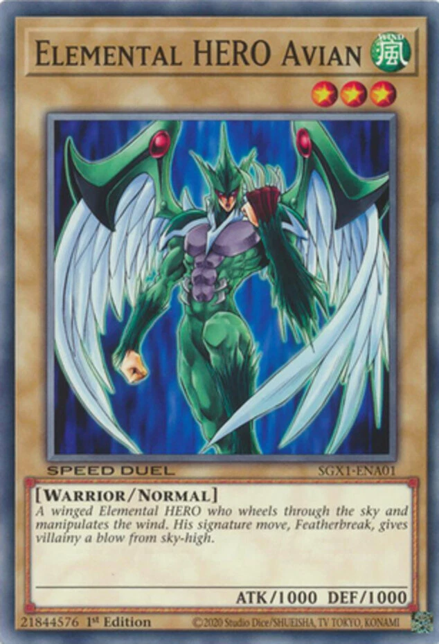 Yugioh! Elemental HERO Avian - SGX1-ENA01 - Común - 1ª Edición Casi Como Nuevo, Inglés Foto 1 de 1