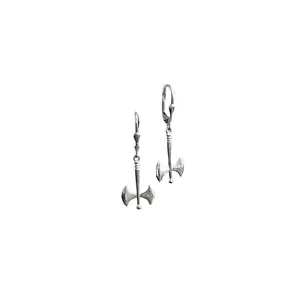 Silver Silver Minoan Double Axe Stud Drop Earrings. 925 Sterling Silver. - Picture 1 of 6
