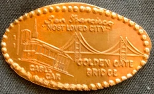 RETIRED! COPPER! GOLDEN GATE, COIT & CABLE CAR -SAN FRANCISCO CALIFORNIA PENNY - Imagen 1 de 2