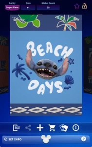 Topps Disney Collect 2025 Live Action Lilo & Stitch Blue Cosmic Cutie Beach Days - Picture 1 of 2