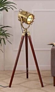 Floor Lamp Light Antique Nautical with Tripod Stand, Marine Search Spot Lights