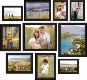 10-Pack Picture Frames - Collage Wall Decor Gallery Wall Frame Set Multi Sizes - Picture 1 of 7