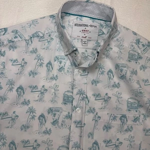 International Report Button Down Shirt SS Mens Small Surf Van Beach Print - Picture 1 of 10