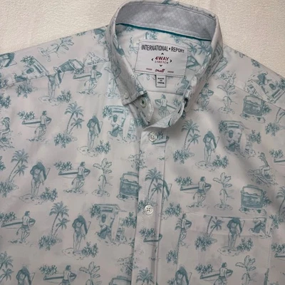 International Report Button Down Shirt SS Mens Small Surf Van Beach Print - Image 1 of 4