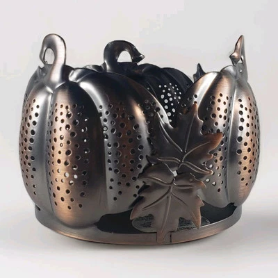 BATH & BODY WORKS PIERCED PUMPKIN LEAVES LARGE 3 WICK 14.5 OZ CANDLE HOLDER - Image 1 of 4