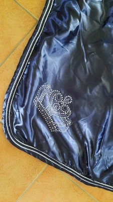 Eskadron Platinum Decke Stalldecke Abschwitzdecke Satin Edel Strass Blau - Bild 1 von 4