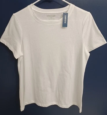 NEW Old Navy Vintage Crew-Neck Short Sleeve T-Shirt, White, Size Large Petite - Image 1 of 4