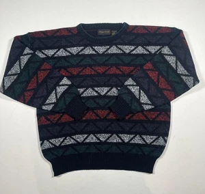 Suéter de Colección Michael Gerald Para Hombres XL Azul Patrón Geométrico Pullover Años 90 De Colección - Imagen 1 de 4