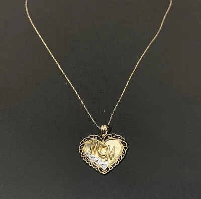 Collar Colgante Corazón MAMÁ Oro 10K De Colección Michael Anthony Cadena Cuerda Clásica 18" Foto 1 de 4