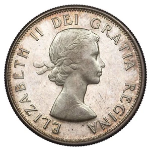 Canadá 50 Céntimos 1964 Elizabeth II 1re The Plata AU KM56 Moneda Canadiense - Imagen 1 de 2