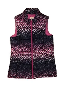 Lands End Kids Girls Size XL / 16 Navy Pink Heart Puffer Vest - Picture 1 of 6