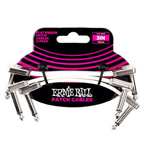 Ernie Ball 3" Flat Ribbon Patch Cable 3-Pack - White