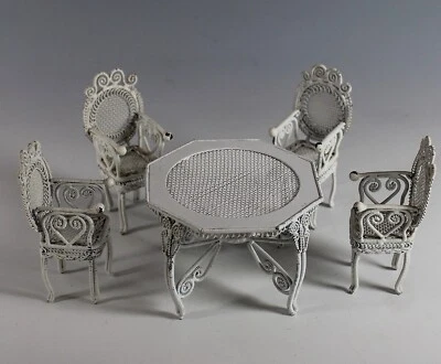 Juego de muebles franceses vintage de metal blanco para muñeca 5 piezas Foto 1 de 4