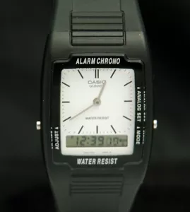 CASIO Alarm Chrono Analog Digital HERREN UHR Weiß AQ-47-7E 756 Neue Batterie - Bild 1 von 8