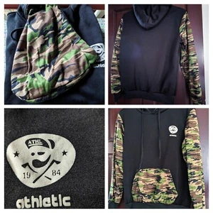 Men's Hoodie Gansanro M Medium Drawstring Black/camouflage - Picture 1 of 17