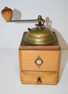 Vintage West Germany Wooden Coffee Grinder Garantie Fur Jedes Stuck Brass Works! - Picture 1 of 7