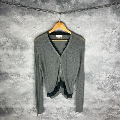 Suéter cárdigan Odd Molly para mujer talla 4 gris mezcla de lana ribete de encaje tejido boho Foto 1 de 4