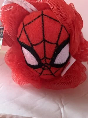 Spider-Man Loofah Bath Scrubby, 100% Polyester, Red, Marvel, New - Image 1 of 2