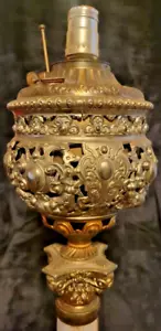 Rare Antique Victorian Brass & Agate Elegant Banquet Lamp Converted to Electric - Picture 1 of 16