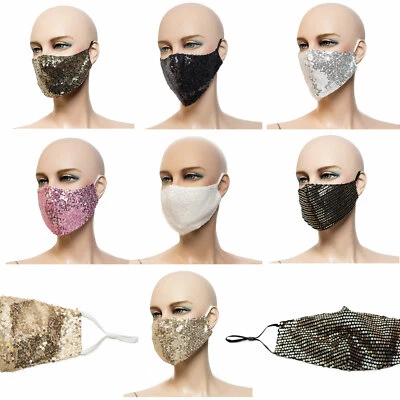 Party Mundmaske mit Pailletten bestickt Behelfsmaske Fashion-Maske Neu Glitzer - Bild 1 von 3