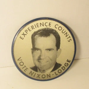De colección 1960 Richard Nixon Lodge Vari-Vue Lenticular 3D Pinback Botón - Imagen 1 de 5