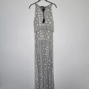 Adrienne Vittadini M Maxi Dress Black White Sleeveless Geometric Tribal Print - Picture 1 of 8