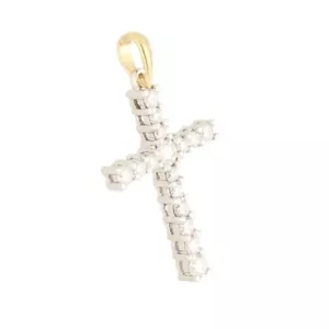 18Carat Yellow & White Gold 0.50ct Diamond Cross Pendant (14x21mm) - Picture 1 of 3