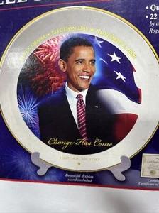 NUEVO Plato Coleccionable Victoria Histórica Presidente Barack Obama con Certificado de Autenticidad y Soporte - Imagen 1 de 3