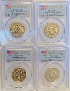 2020 Innovation Dollar PCGS MS66 P D AB - 4 Coin Set First Strike MA - Picture 1 of 2