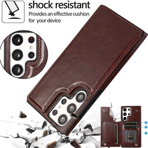 Para Samsung S25 Ultra S24 FE S25 S24 Billetera Abatible Soporte para Tarjetas Estuche de Cuero - Imagen 1 de 65