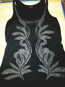 EXPRESS SCHWARZES TANKTOP MIT METALLIC-DESIGN GRÖSSE SMALL - Bild 1 von 4