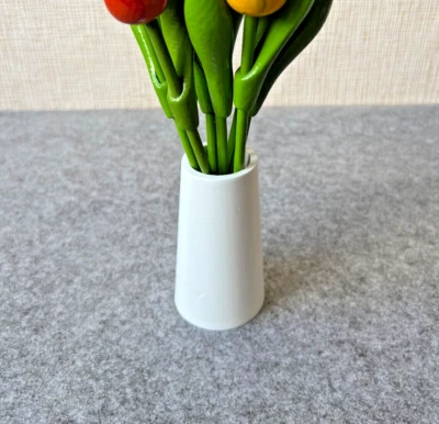 Jarrón de madera blanco, TULIPANES NO INCLUIDOS, 3,9"" hecho a mano maceta blanca Foto 1 de 4