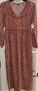 NWT Old Navy Long Sleeve RED Floral Swing Dress Tiered Maxi Dress Women’s XS NEW - Picture 1 of 9