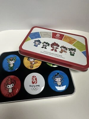 2008 Beijing Summer Olympics Official Pin Set in Tin Box - FUWA Friendlies - Image 1 of 4