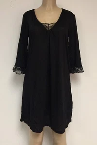 Women's V Neck Pajama Dress Top Long Sleeve Sizes S-M-L-XL NWT. Color Black. - Picture 1 of 5
