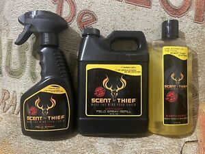 SCENT THIEF Deer Hunting Combo-Pak 12oz Field Spray, 32oz Refill, 16oz Body Wash