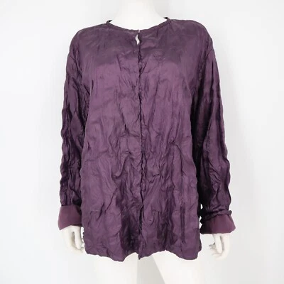 Eileen Fisher Silk Lounge Stitch Quilted Jacket Coat Mandarin Collar Size L/XL - Image 1 of 4