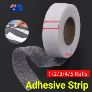 1-5Rolls 64M Fabric Fusing Tape Adhesive Hem Iron-on Tape Hemming Tape 15mm Wide - Picture 1 of 22