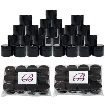 36 Pieces 7G/7ML Black Thick Cosmetic Sample Container Jars with Lid BPA Free - Image 1 of 4
